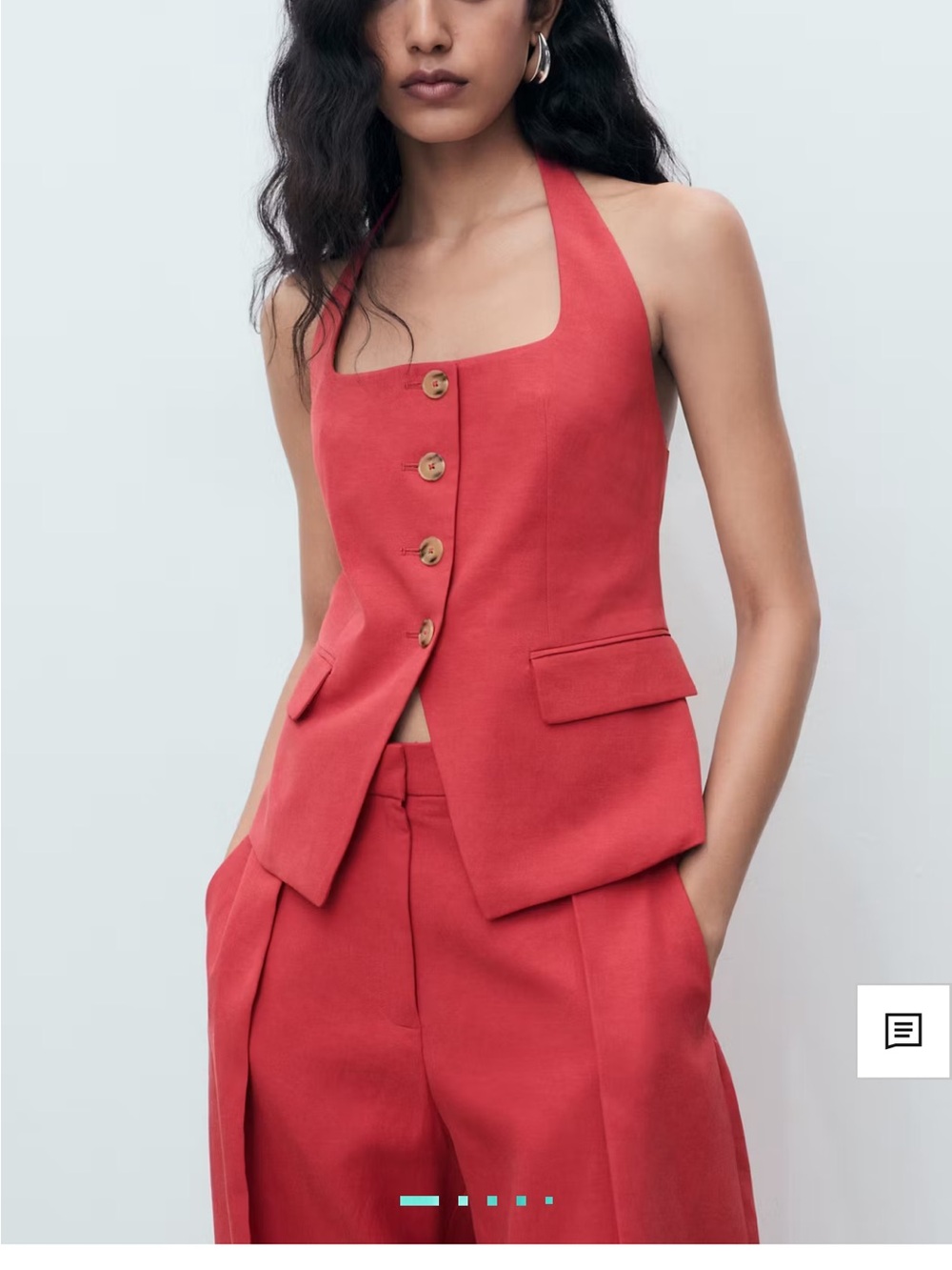 Mango Linen Blend Vest in Cherry